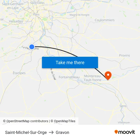 Saint-Michel-Sur-Orge to Gravon map