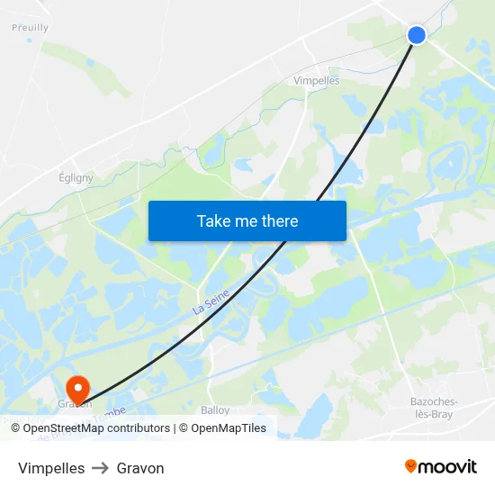 Vimpelles to Gravon map