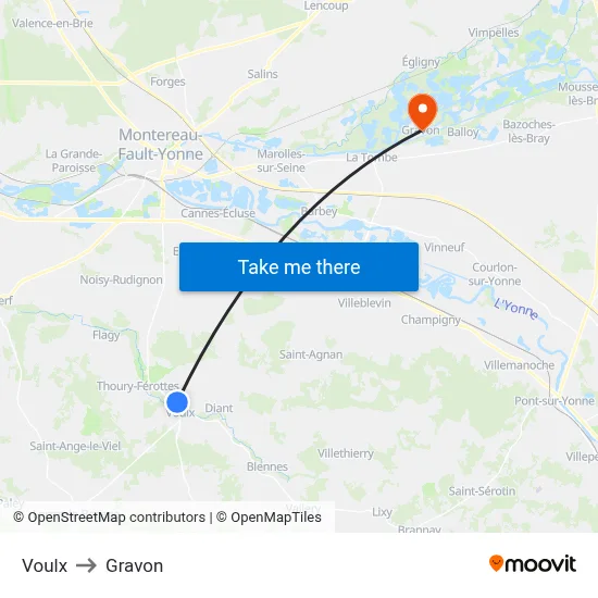 Voulx to Gravon map