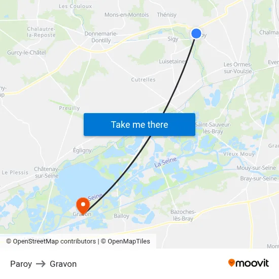 Paroy to Gravon map