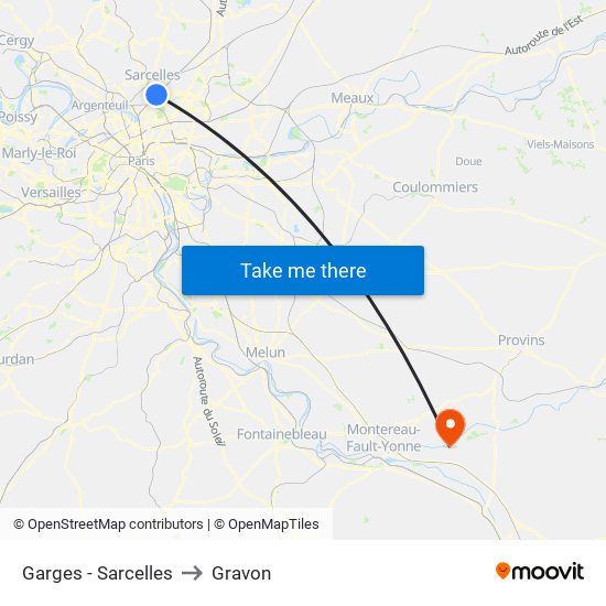 Garges - Sarcelles to Gravon map