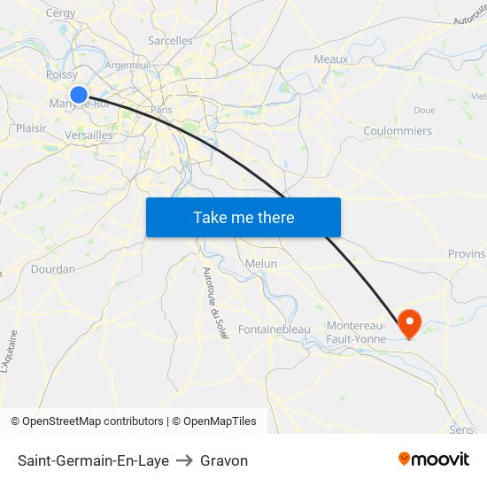 Saint-Germain-En-Laye to Gravon map