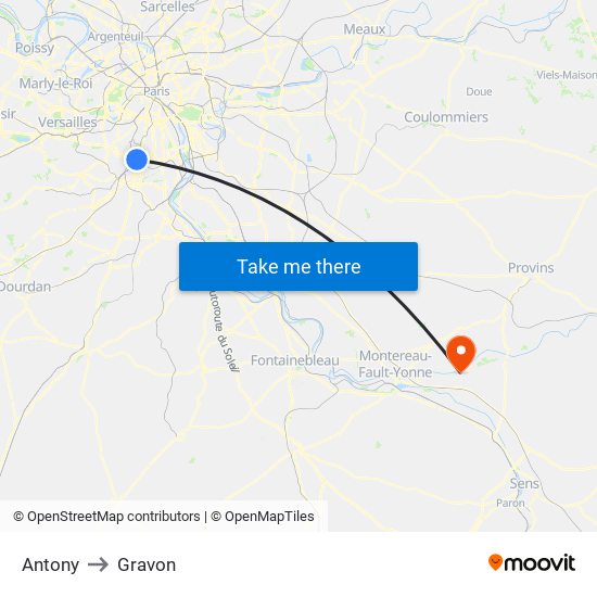 Antony to Gravon map