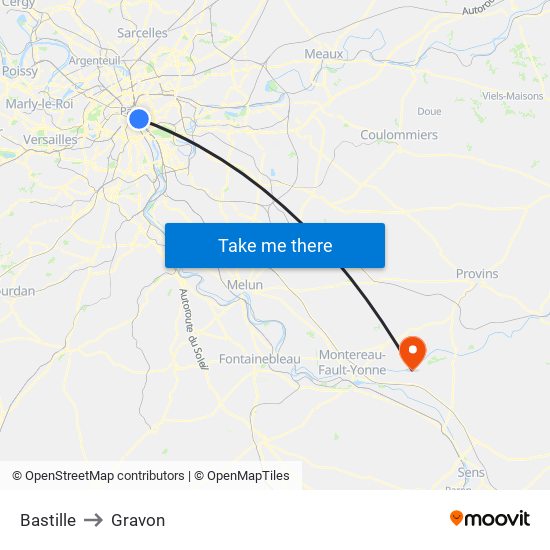 Bastille to Gravon map