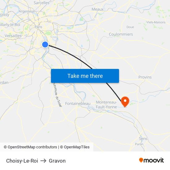 Choisy-Le-Roi to Gravon map