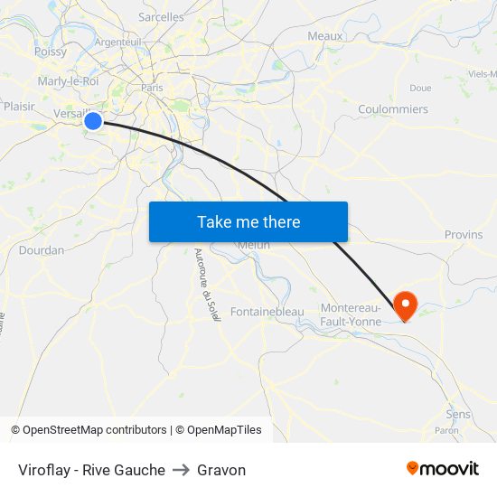 Viroflay - Rive Gauche to Gravon map