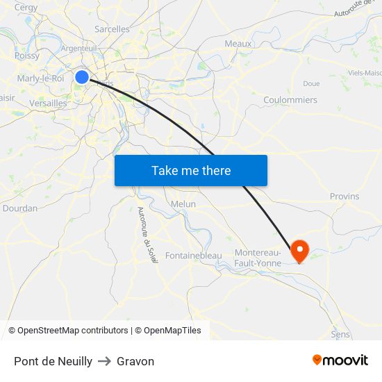 Pont de Neuilly to Gravon map