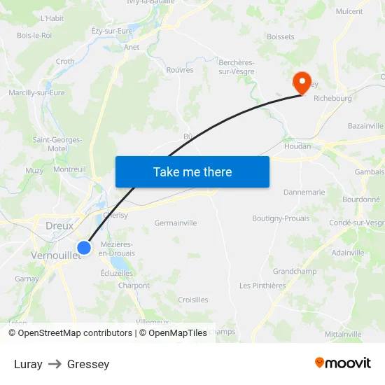 Luray to Gressey map