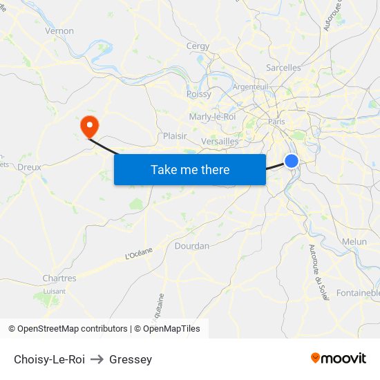 Choisy-Le-Roi to Gressey map