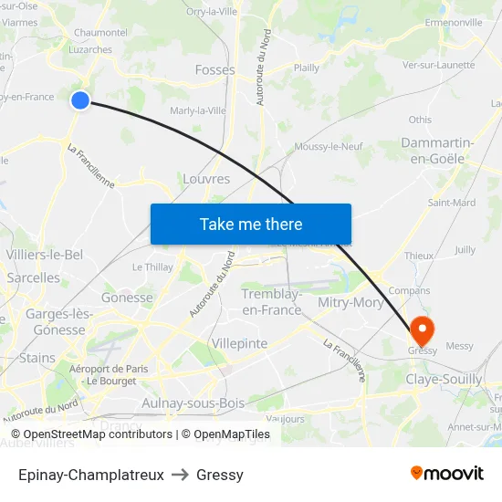 Epinay-Champlatreux to Gressy map
