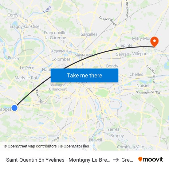 Saint-Quentin En Yvelines - Montigny-Le-Bretonneux to Gressy map