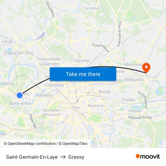 Saint-Germain-En-Laye to Gressy map