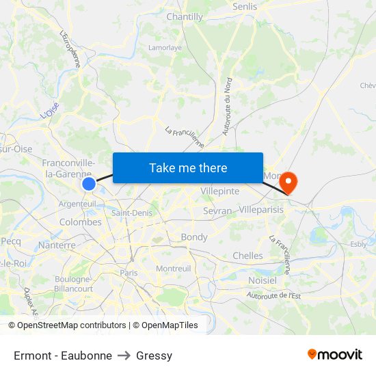 Ermont - Eaubonne to Gressy map