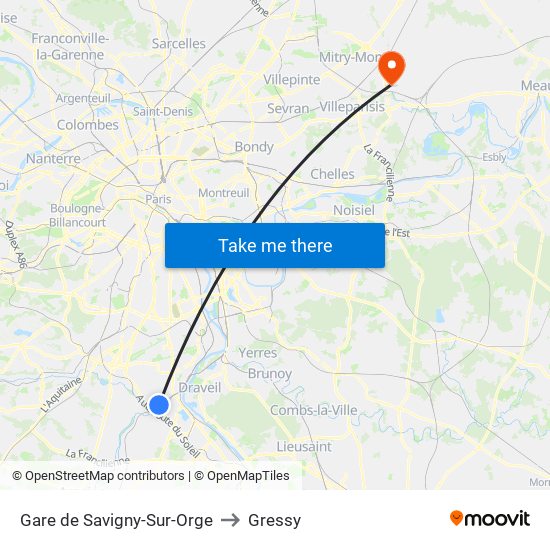 Gare de Savigny-Sur-Orge to Gressy map