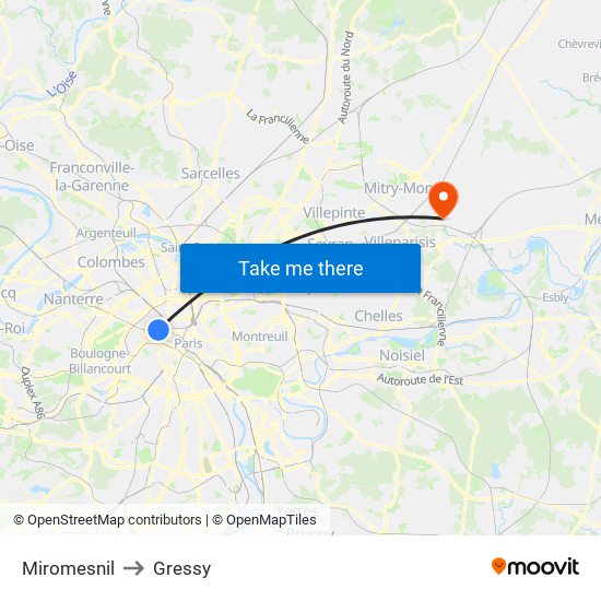 Miromesnil to Gressy map