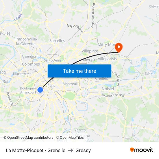 La Motte-Picquet - Grenelle to Gressy map