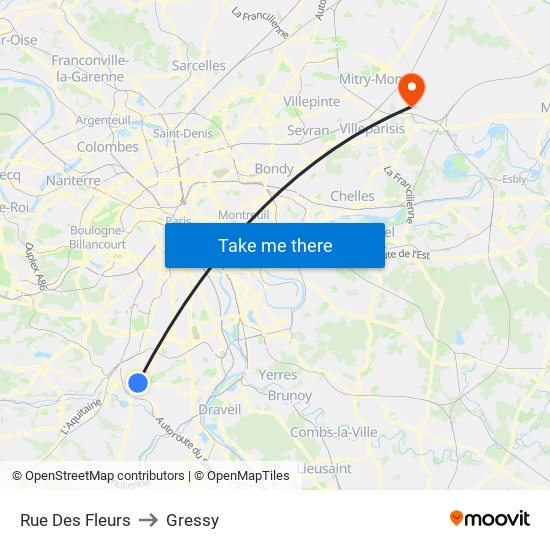 Rue Des Fleurs to Gressy map