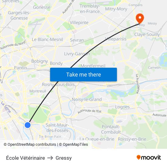 École Vétérinaire to Gressy map