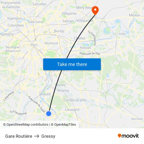 Gare Routière to Gressy map