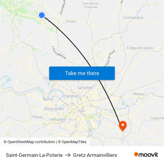 Saint-Germain-La-Poterie to Gretz-Armainvilliers map