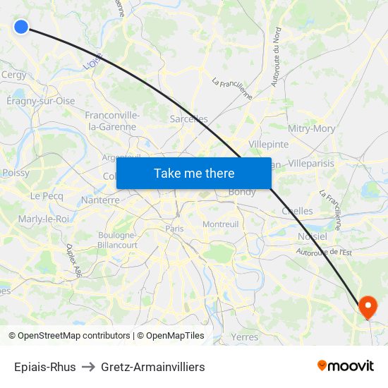 Epiais-Rhus to Gretz-Armainvilliers map