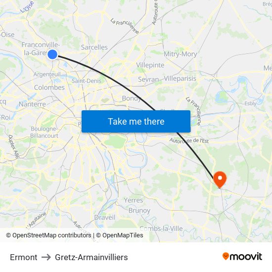 Ermont to Gretz-Armainvilliers map