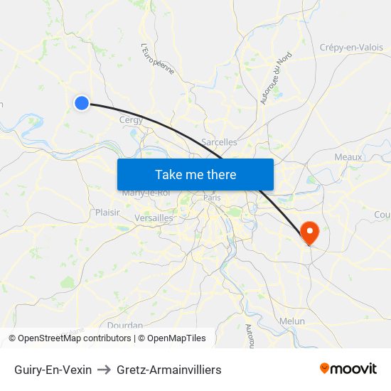 Guiry-En-Vexin to Gretz-Armainvilliers map