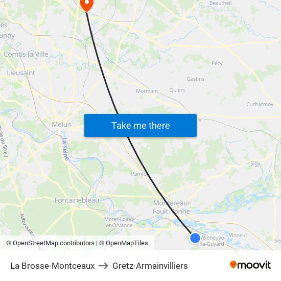 La Brosse-Montceaux to Gretz-Armainvilliers map