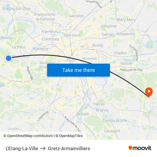 L'Etang-La-Ville to Gretz-Armainvilliers map