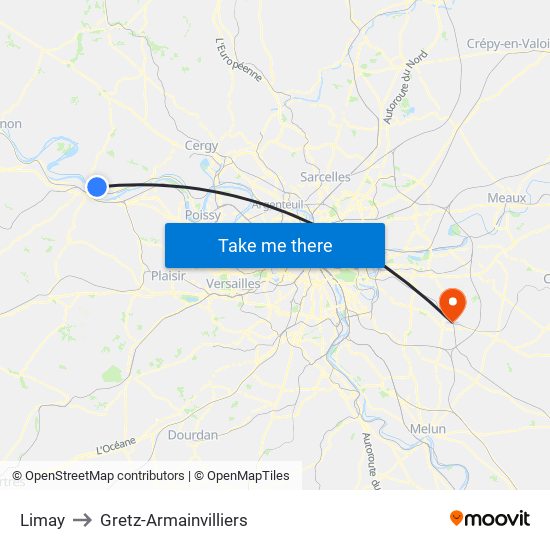 Limay to Gretz-Armainvilliers map