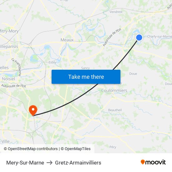 Mery-Sur-Marne to Gretz-Armainvilliers map