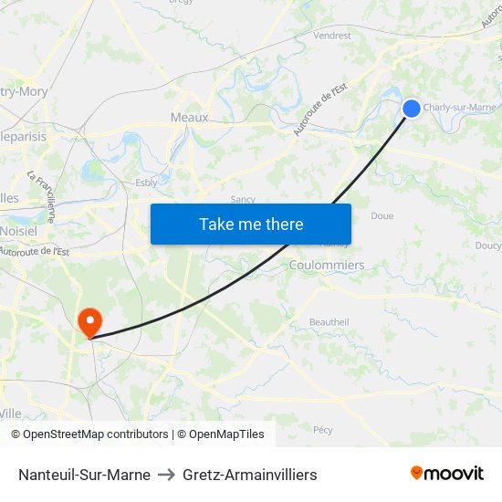 Nanteuil-Sur-Marne to Gretz-Armainvilliers map