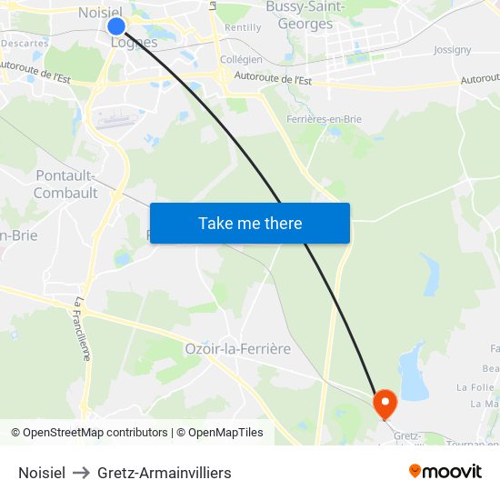 Noisiel to Gretz-Armainvilliers map
