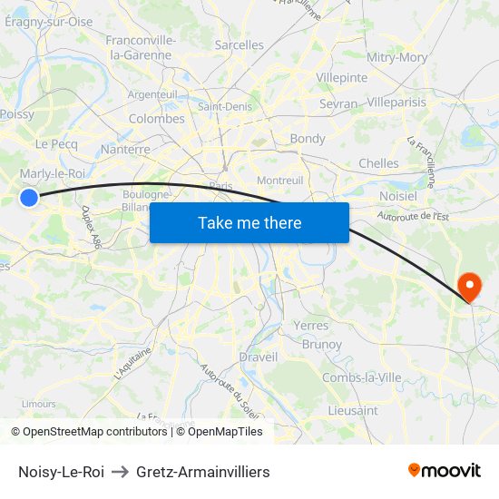 Noisy-Le-Roi to Gretz-Armainvilliers map