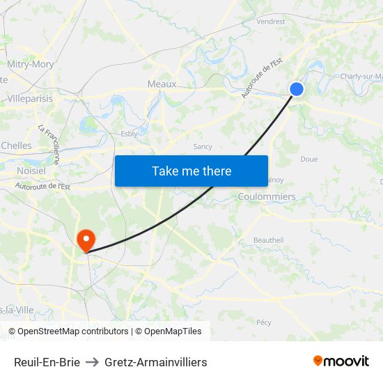 Reuil-En-Brie to Gretz-Armainvilliers map