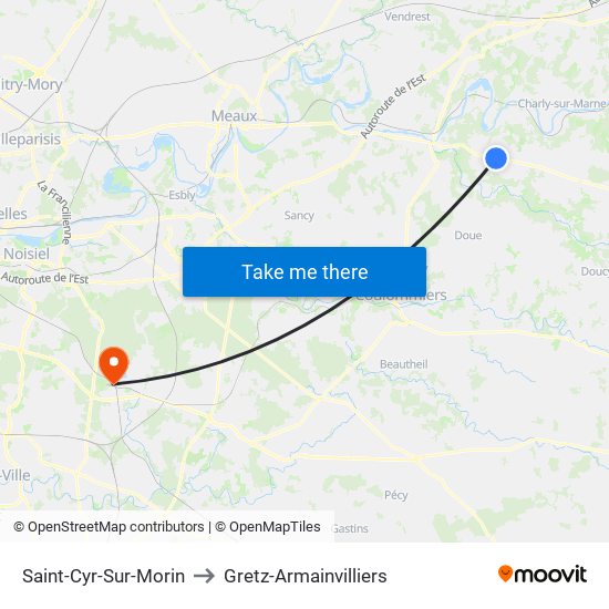 Saint-Cyr-Sur-Morin to Gretz-Armainvilliers map
