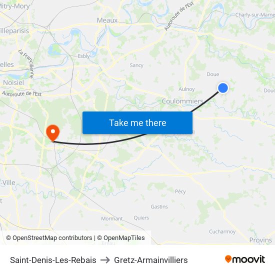 Saint-Denis-Les-Rebais to Gretz-Armainvilliers map