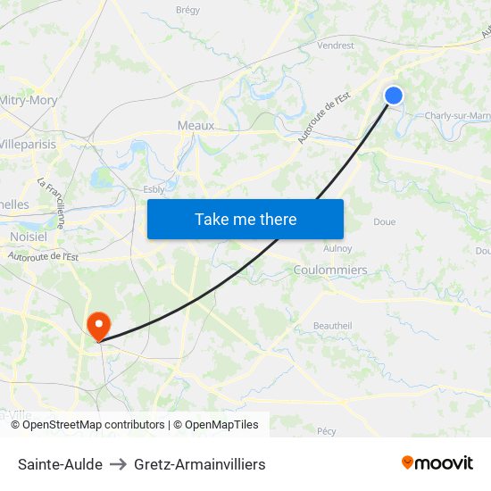 Sainte-Aulde to Gretz-Armainvilliers map