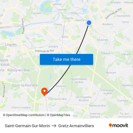 Saint-Germain-Sur-Morin to Gretz-Armainvilliers map