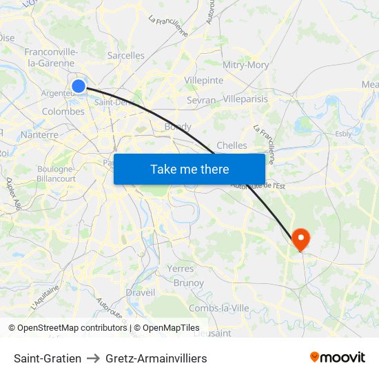 Saint-Gratien to Gretz-Armainvilliers map