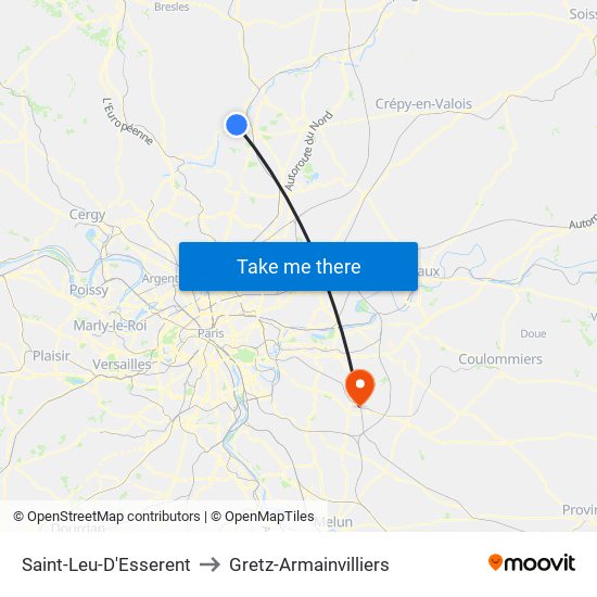 Saint-Leu-D'Esserent to Gretz-Armainvilliers map