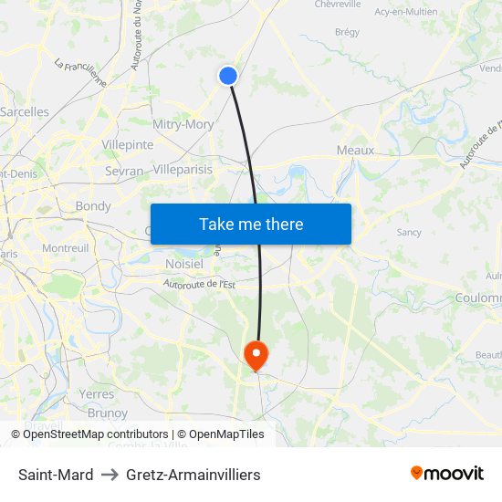 Saint-Mard to Gretz-Armainvilliers map