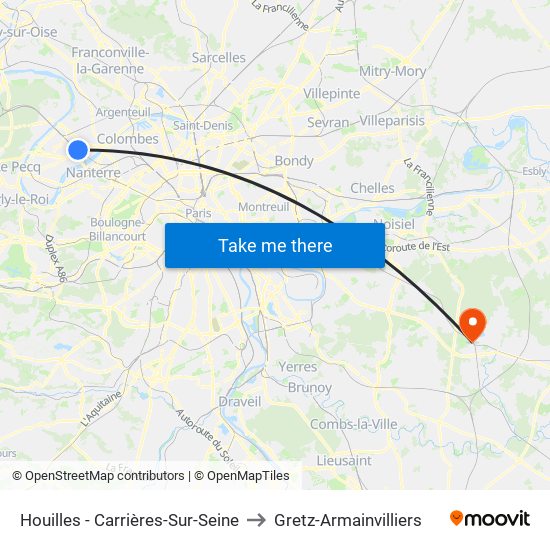 Houilles - Carrières-Sur-Seine to Gretz-Armainvilliers map