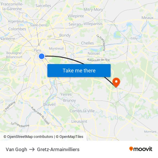 Van Gogh to Gretz-Armainvilliers map