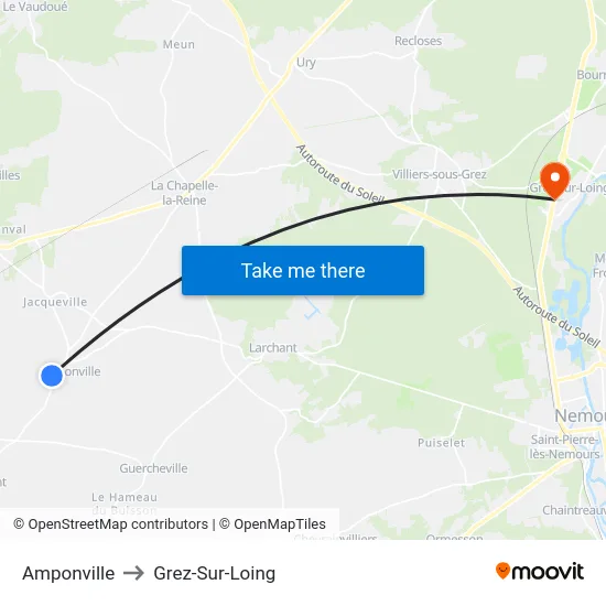 Amponville to Grez-Sur-Loing map