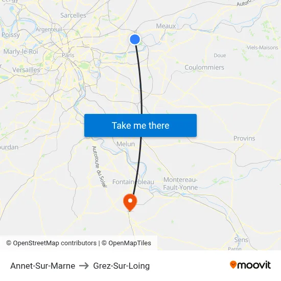 Annet-Sur-Marne to Grez-Sur-Loing map
