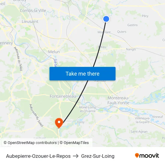 Aubepierre-Ozouer-Le-Repos to Grez-Sur-Loing map