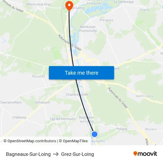 Bagneaux-Sur-Loing to Grez-Sur-Loing map