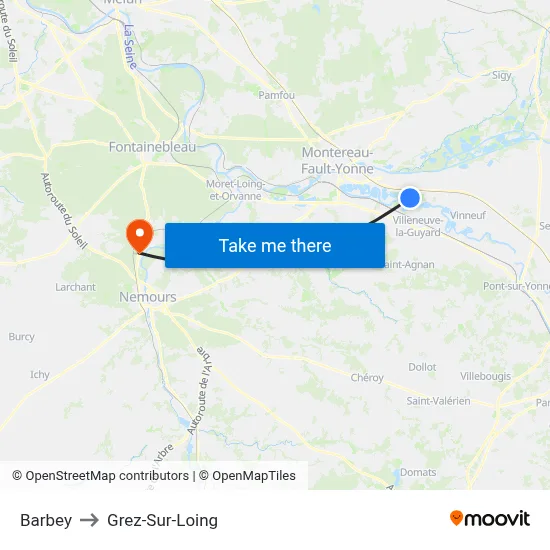 Barbey to Grez-Sur-Loing map