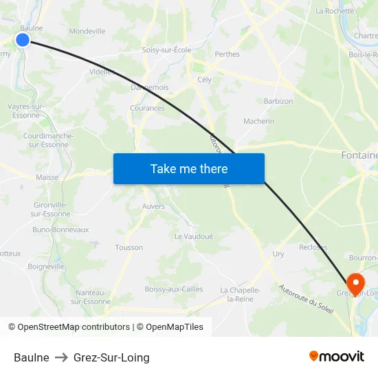 Baulne to Grez-Sur-Loing map